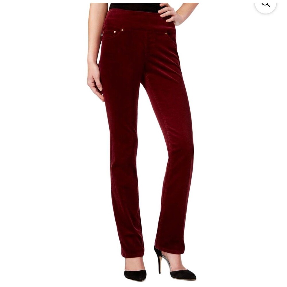 Jag Jeans Women's Petites High Rise Corduroy Straight Leg Pull On Pants 14